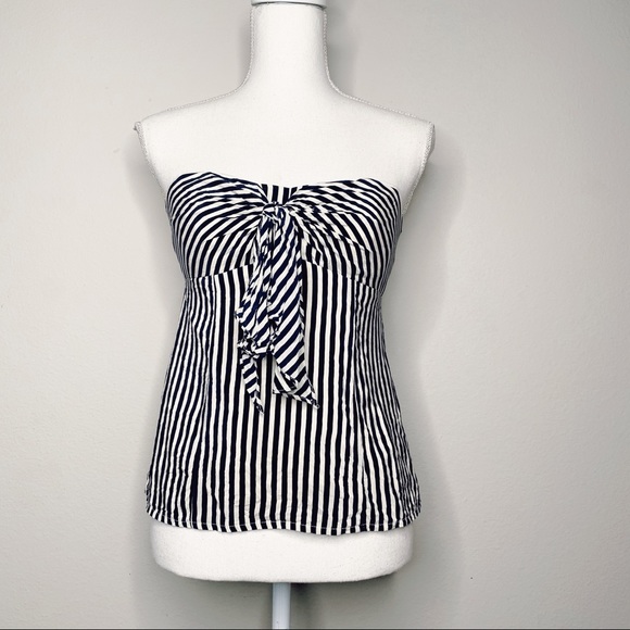Nanette Lepore Silk striped twist strapless top - Picture 1 of 7